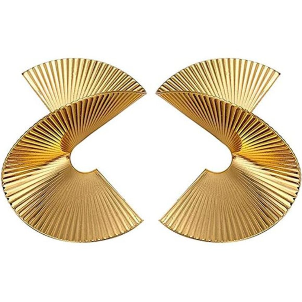 Gold Stylish Sectored Twisted Earring Jewelry for Women